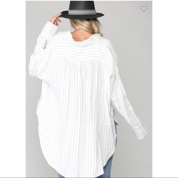 Woven button down striped slouchy oversize fit SML - Picture 4 of 7